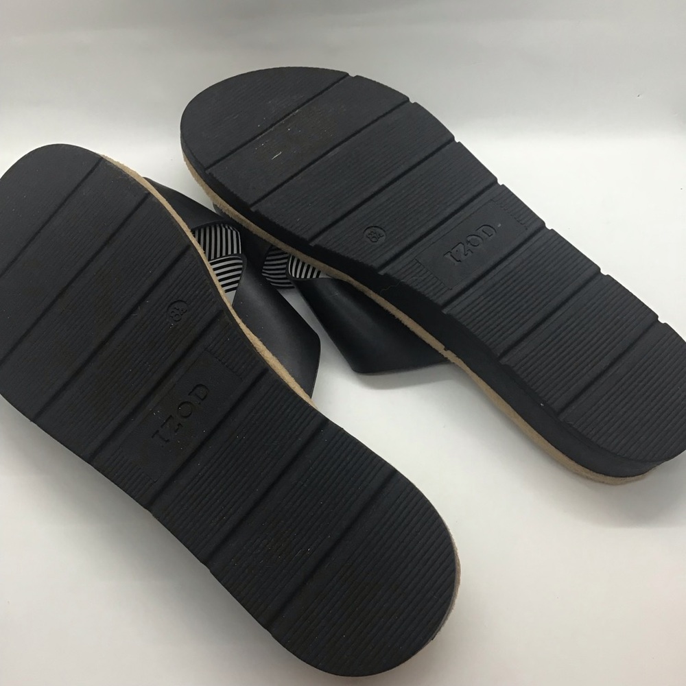 NWOT Izod Black Alyssa Slide Sandals Slip On Cross Strap Sz 8.5 - Picture 4 of 7